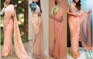 peach colour saree